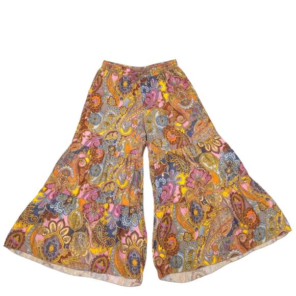 Johnny Was Palazzo Pant Sandalwood Viola Boho Hippie Wide Leg Flare - Picture 3 of 12